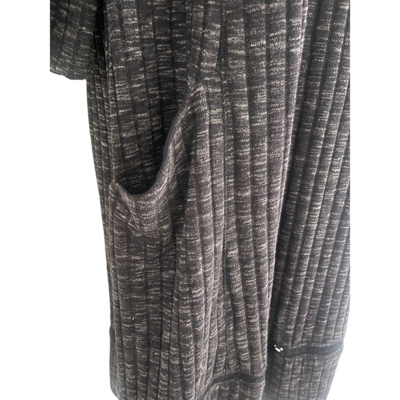 Size 1X 16 NEW BLACK & WHITE MARLED RIBBED KNIT SWEATER DRESS W/POCKETS Plus Sz - Picture 2 of 6